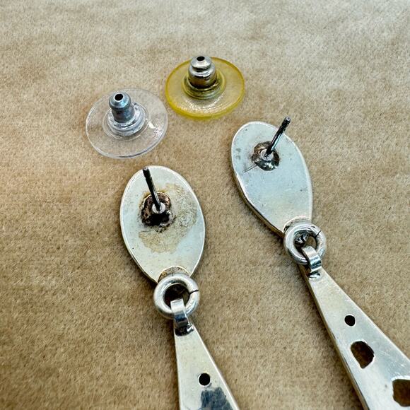 Sterling Silver 925 Dangle Pendant Drop Earrings Post Back Pierced Ears - Picture 5 of 6